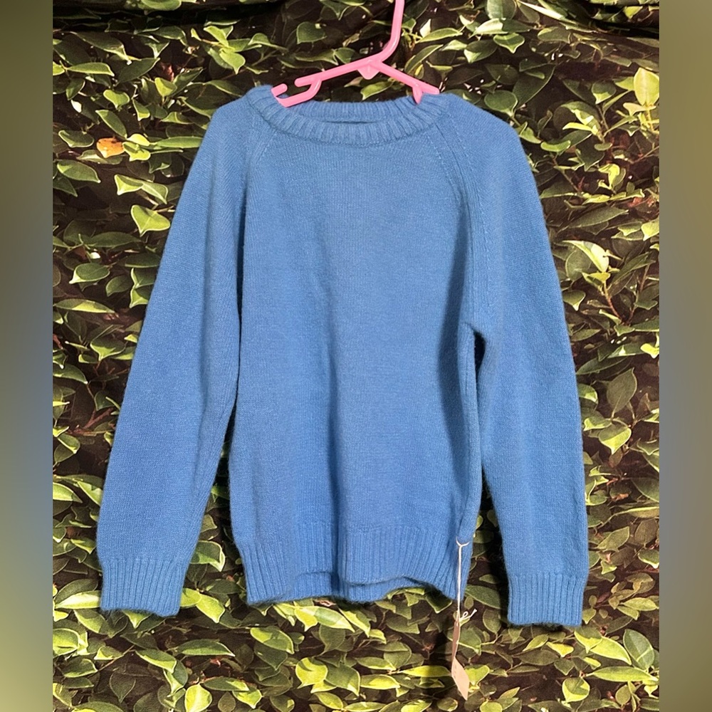 Vintage Acrylic Sweater Boys 6/7 Solid Blue New Old Stock